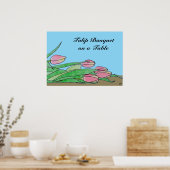 Poster Bouquet de Tulip sur une table Brown (Cuisine)
