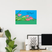 Poster Bouquet de tulipes posé sur l'herbe (Bureau à domicile)