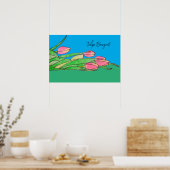 Poster Bouquet de tulipes posé sur l'herbe (Cuisine)