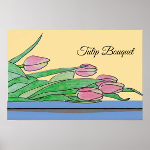 Poster Bouquet de tulipes sur une table