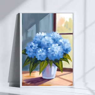 Poster Bouquet d'hortensia bleu Peinture florale
