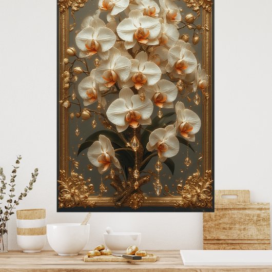 Poster Bouquet d'orchidées blanches élégantes (Cuisine)