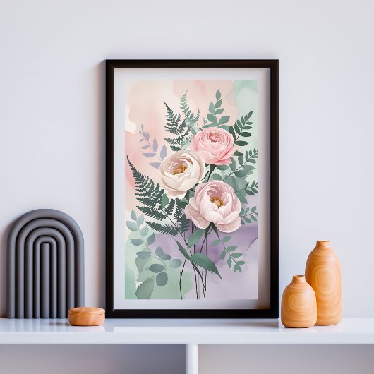 Poster Bouquet Élégant de Renoncules | Mur Botanique Doux