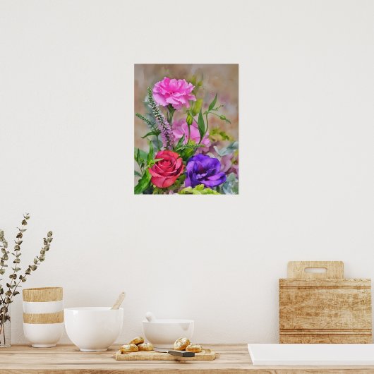 Poster Bouquet floral Aquarelle style Art (Cuisine)