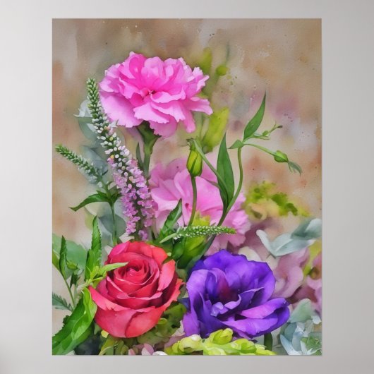 Poster Bouquet floral Aquarelle style Art (Devant)