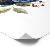 Poster Bouquet floral blanc marron bleu marine de Bourgog (Coin)