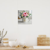 Poster Bouquet floral d'aquarelle douce (pivoines, roses) (Cuisine)