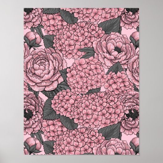 Poster Bouquet floral en rose (Devant)