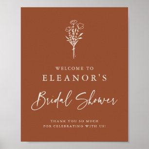 Poster Bouquet Floral Minimaliste en Terracotta pour Ente