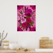 Poster Bouquet floral rose gras Ar (Cuisine)