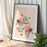 Poster Bouquet Floral vintage Et Oiseaux Vintages<br><div class="desc">Entrez dans un monde de beauté délicate,  ce design mural numérique est parfait pour embrasser la beauté de la nature. Laissez fleurir votre mur et élevez votre décor de maison.</div>