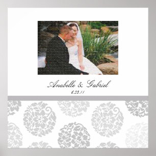 Poster Bouquet gris Mariage Photo Collage murale encadrée