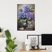 Poster Bouquet Hydrangea - Floral Still Life (Bureau à domicile)