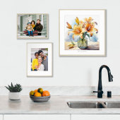 Poster Bouquet Lily Peach En Vase Verre Aquarelle Imprime