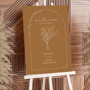 Poster Bouquet Line Art Goldenrod Jaune