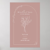 Poster Bouquet Line Art Muet Rose (Devant)