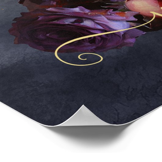 Poster Bouquet mariage gothique vampire chauve-souris moo (Coin)