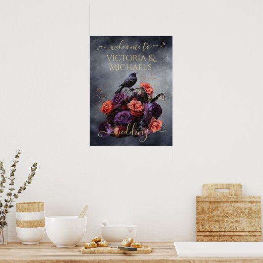 Poster Bouquet mariage gothique vampire chauve-souris moo (Cuisine)