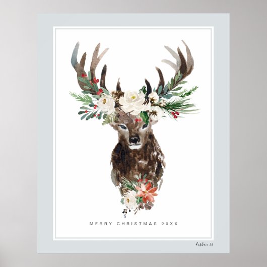 Poster Bouquet Mystic Christmas Deer Head Flowers (Devant)