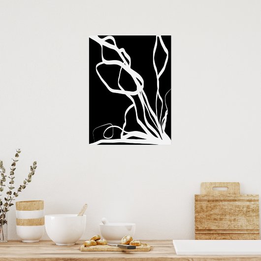 Poster Bouquet Noir : Abstrait noir et blanc (Cuisine)