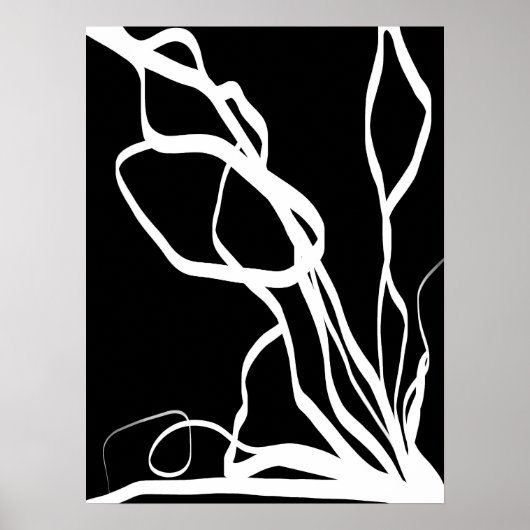 Poster Bouquet Noir : Abstrait noir et blanc (Devant)