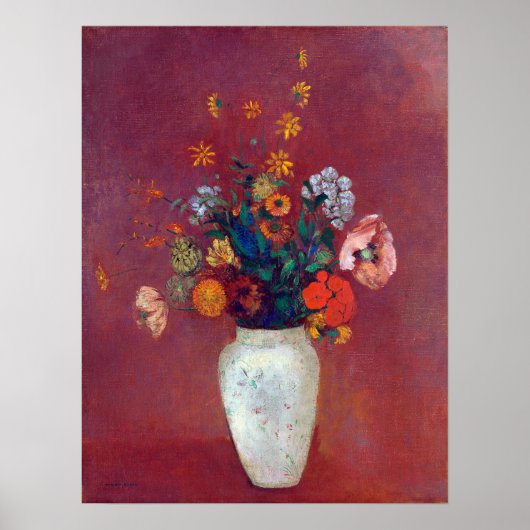 Poster Bouquet Odilon Redon dans un vase chinois (Devant)