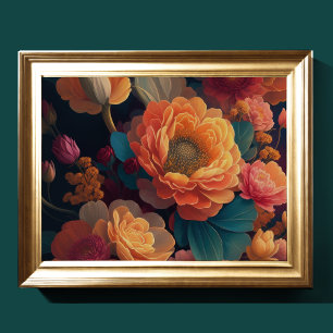 Poster Bouquet peint de fleurs Gras 4:3