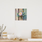 Poster Bouquet pivoines fleurs de lavande Rustique (Cuisine)