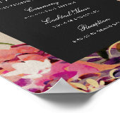 Poster Bouquet romantique Hot Pink Black Mariage Bienvenu (Coin)