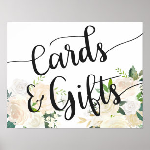 Poster Bouquet Rose blanche Cartes et cadeaux