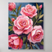 Poster Bouquet rose pâle peint (Devant)