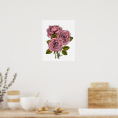 Poster Bouquet rose roses (Cuisine)