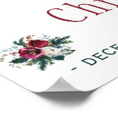 Poster Bouquet rouge bordeaux signe d'accueil de mariage  (Coin)