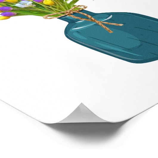 Poster Bouquet Tulip dans Vase couleur Cyano (Coin)