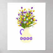 Poster Bouquet Tulip dans vase jaune (Devant)