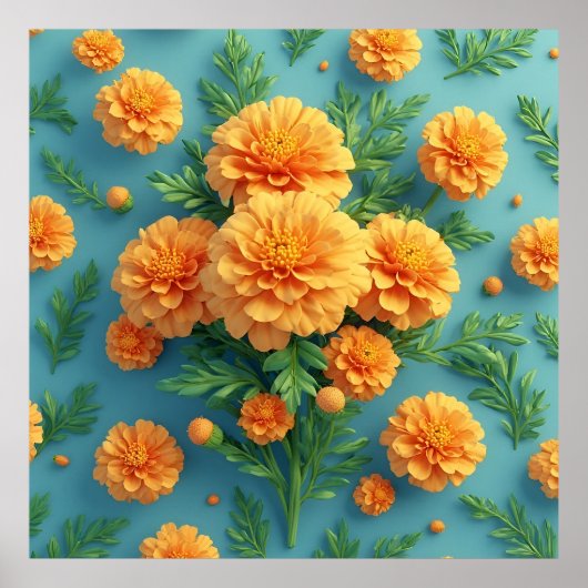 Poster Bouquet vibrant de soucis orange (Devant)