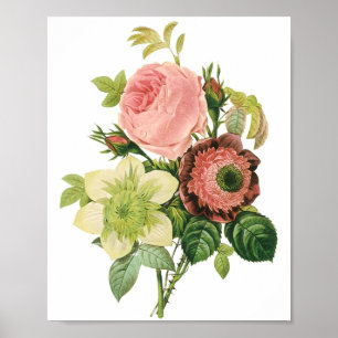 Poster Bouquet Vintage rose
