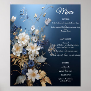 Poster Bouquets de Silky Blue-White et Gold Edges