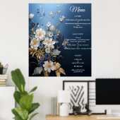 Poster Bouquets de Silky Blue-White et Gold Edges (Bureau à domicile)
