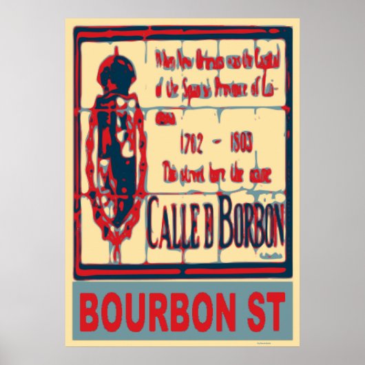 Poster Bourbon St New Orleans Quartier français (Devant)