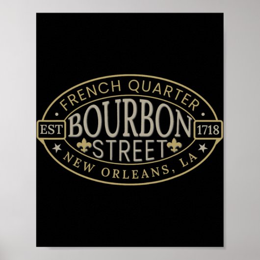 Poster Bourbon Street New Orleans French Quarter Louisian (Devant)