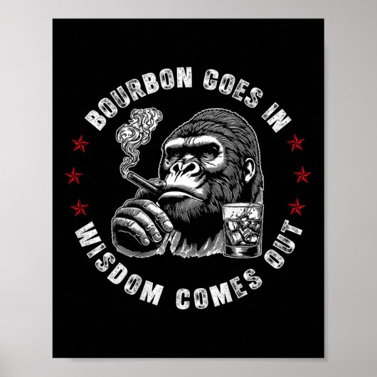 Poster Bourbon Va Dans La Sagesse Sortit Le Whiskey Singe (Devant)