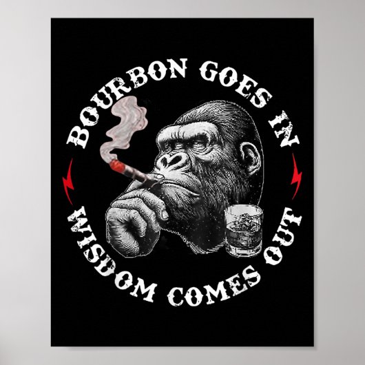 Poster Bourbon Va Dans La Sagesse Vient De Monkey Whiskey (Devant)