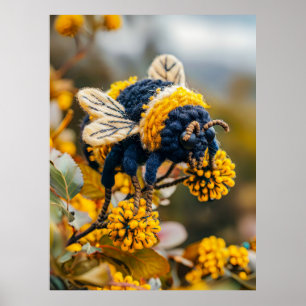 Poster Bourdon en feutre sur des fleurs épanouies