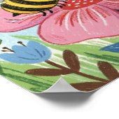 Poster Bourdons mignons et papillon dansant Dessin au cra (Coin)