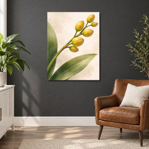Poster Bourgeons botaniques d'orchidée Phalaenopsis jaune