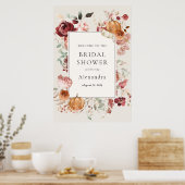 Poster Bourgogne Autumn Florals Fête des mariées Bienvenu (Cuisine)