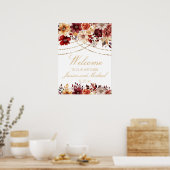 Poster Bourgogne Burnt Orange Cream Floral Mariage Bienve (Cuisine)