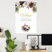 Poster Bourgogne et marine Peacock Vin à thème Mariage (Bureau à domicile)