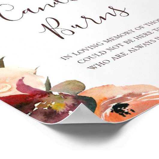 Poster Bourgogne Fleur Orange Cette Bougie Brûle Mariage (Coin)